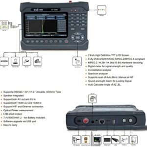 SATLINK ST-6986 Satellite TV Receiver DVB-S/S2/T/T2/C Combo Meter MPEG-4 HD H.265 (10bits) Spectrum Spectrum Analyzer Digital Satellite Finder Meter