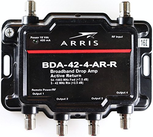 Arris 4-Port Cable, Modem, TV, OTA, Satellite HDTV Amplifier Splitter Signal Booster with Active Return and Coax Cable Kit