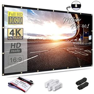 mdbebbron 120 inch projection screen 16:9 foldable anti-crease portable projector movies screens for home theater outdoor indoor support double sided projection