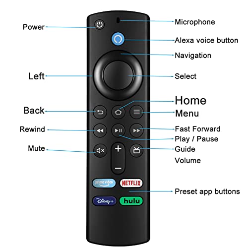 Replacement New Voice Remote (3rd GEN) Compatible Fire TV Stick (2nd Gen, 3rd Gen, Lite, 4K) Fire TV Cube (1st Gen and Later) and Fire TV (3rd Gen)