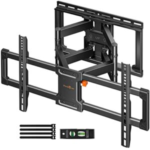 perlegear ul listed full motion tv wall mount for 42-85 inch tvs up to 132 lbs, tv mount with dual articulating arms, tool-free tilt, swivel, extension, leveling, max vesa 600x400mm, 16″ studs, pglf8
