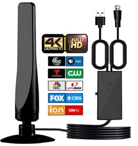 antier amplified digital tv antenna 430 miles range hdtv – support 4k 8k 1080p fire tv stick and all older tv’s – smart switch amplifier indoor signal booster – 14 ft coax cable