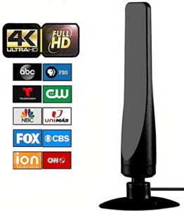415+ miles range tv antenna indoor – hdtv antennas are 8k 4k full hd compatible, with best powerful amplifier and signal booster, 10ft coaxial cable for smart & older tvs