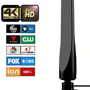 415+ Miles Range TV Antenna Indoor – HDTV Antennas are 8K 4K Full HD Compatible, with Best Powerful Amplifier and Signal Booster, 10ft Coaxial Cable for Smart & Older TVs