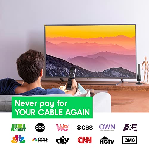 415+ Miles Range TV Antenna Indoor – HDTV Antennas are 8K 4K Full HD Compatible, with Best Powerful Amplifier and Signal Booster, 10ft Coaxial Cable for Smart & Older TVs