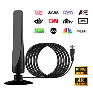 415+ Miles Range TV Antenna Indoor – HDTV Antennas are 8K 4K Full HD Compatible, with Best Powerful Amplifier and Signal Booster, 10ft Coaxial Cable for Smart & Older TVs
