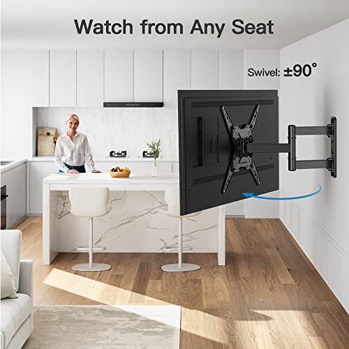 Pipishell TV Wall Mount for Most 26-60 inch TVs, Full Motion TV Mount with Swivel, Tilt, Extension, Single Stud Articulating TV Wall Mount Bracket, Holds up to 77 lbs, Max VESA 400x400mm, PIMF11