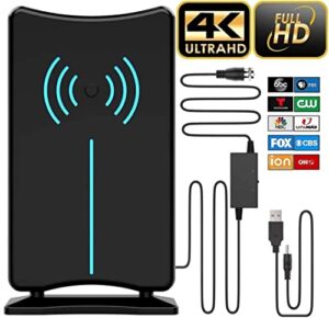 hd digital tv antenna long, support 4k 1080p fire tv stick and all older tv’s indoor hdtv local channels, signal booster – 16.5ft coaxial cable