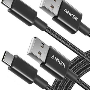 Anker USB C Cable, [2-Pack, 6ft] Premium Nylon USB A to USB C Charger Cable for Samsung Galaxy S10 S10+, LG V30, Beats Fit Pro and Charging Cord for USB C Port Camera (USB 2.0, Black)