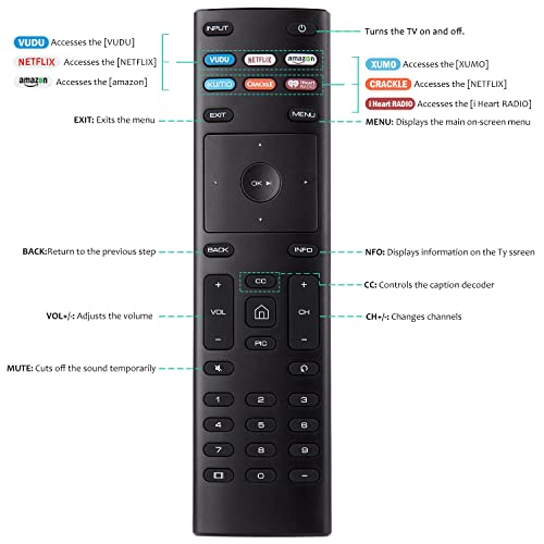 Universal Remote Control, XRT136 for VIZIO All LED LCD HD 4K UHD HDR Smart TVs