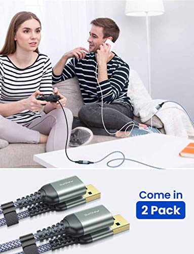 2 PACK 6.6FT+6.6FT AINOPE USB 3.0 Extension Cable Type A Male to Female Extension Cord DURABLE BRAIDED MATERIAL Fast Data Transfer Compatible with USB Keyboard,Mouse,Flash Drive, Hard Drive