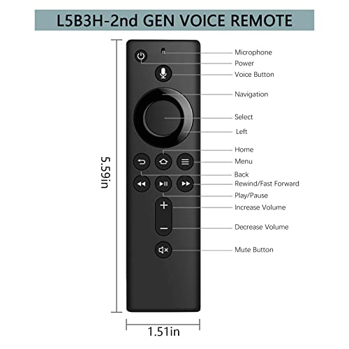L5B83H Replacement Voice Remote Control (2nd GEN) fit for Amazon 2nd Gen Fire TV Stick, 2nd Gen Fire TV Cube, 1st Gen Fire TV Cube, Fire TV Stick 4K, Fire TV Stick Lite, 3rd Gen Amazon Fire TV