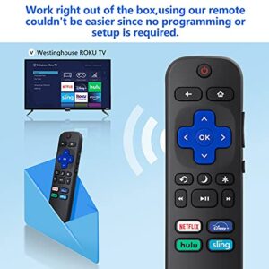 Replacement Remote Compatible for TCL Roku/Hisense Roku/Onn Roku/Insignia Roku/Element Roku/Westinghouse Roku/Hitachi Roku TV, with Buttons for Netflix, Disney+, Hulu, Sling【Not for Roku Stick】