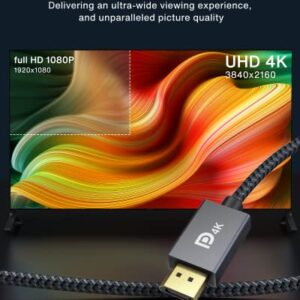 VESA Certified DisplayPort Cable, iVANKY 6.6ft DP Cable 1.2,[4K@60Hz, 2K@165Hz, 2K@144Hz], Gold-Plated Braided High Speed Display Port Cable 144Hz, for Gaming Monitor, Graphics Card, TV, PC, Laptop