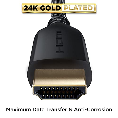 PowerBear 4K HDMI Cable 10 ft | High Speed Hdmi Cables, Braided Nylon & Gold Connectors, 4K @ 60Hz, Ultra HD, 2K, 1080P, ARC & CL3 Rated | for Laptop, Monitor, PS5, PS4, Xbox One, Fire TV, & More