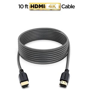 PowerBear 4K HDMI Cable 10 ft | High Speed Hdmi Cables, Braided Nylon & Gold Connectors, 4K @ 60Hz, Ultra HD, 2K, 1080P, ARC & CL3 Rated | for Laptop, Monitor, PS5, PS4, Xbox One, Fire TV, & More