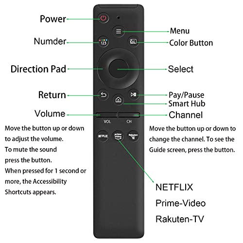 Universal Remote Control Compatible for Samsung Smart-TV LCD LED UHD QLED 4K HDR TVs, with Netflix, Prime Video Buttons