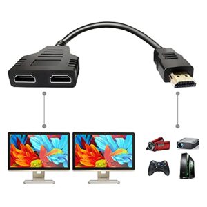 hdmi splitter adapter cable – hdmi splitter 1 in 2 out hdmi male to dual hdmi female 1 to 2 way for hdmi hd, led, lcd, tv, support two the same tvs at the same time