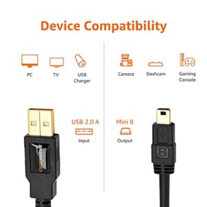 Amazon Basics USB 2.0 Charger Cable - A-Male to Mini-B Cord - 3 Feet (0.9 Meters) for Personal Computer.