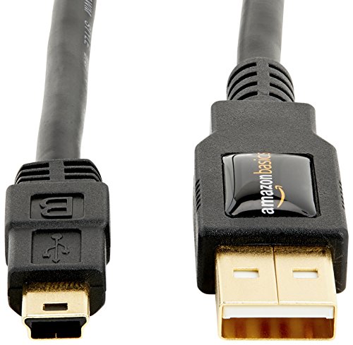 Amazon Basics USB 2.0 Charger Cable - A-Male to Mini-B Cord - 3 Feet (0.9 Meters) for Personal Computer.