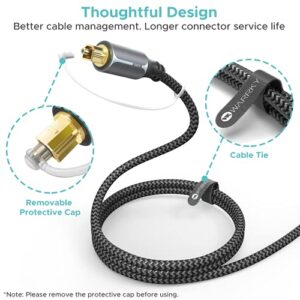 Optical Audio Cable, WARRKY 6ft Optical Cable [Braided, Slim Metal Case, Gold Plated Plug] Digital Audio Fiber Optic Cable Toslink, Compatible with Sound Bar, TV, Samsung, Vizio, Bose, LG, Sony, Sonos