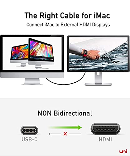 uni USB C to HDMI Cable for Home Office 6ft (4K@60Hz), USB Type C to HDMI Cable, Thunderbolt 4/3 Compatible with MacBook Pro 2021/2020, MacBook Air,iPad Pro 2021, Surface Book 2, Galaxy S22 and More