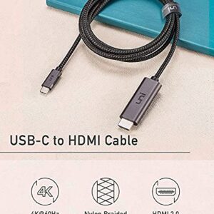 uni USB C to HDMI Cable for Home Office 6ft (4K@60Hz), USB Type C to HDMI Cable, Thunderbolt 4/3 Compatible with MacBook Pro 2021/2020, MacBook Air,iPad Pro 2021, Surface Book 2, Galaxy S22 and More