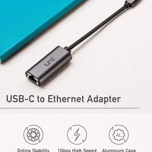 USB C to Ethernet Adapter, uni Driver Free RJ45 to USB C [Thunderbolt 3/4 Compatible], 1Gbps Type-C Gigabit Ethernet LAN Network Adapter for MacBook Pro/Air, iPad Pro, Dell XPS, Surface Laptop, Mac
