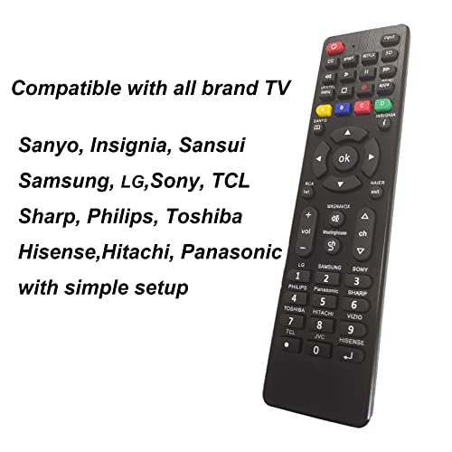 Universal Tv Remote for LG,Samsung, TCL, Philips, Vizio, Sharp, Sony, Panasonic, Sanyo, Insignia, Toshiba and Other Brands LCD LED 3D HDTV Smart TV Remote Control