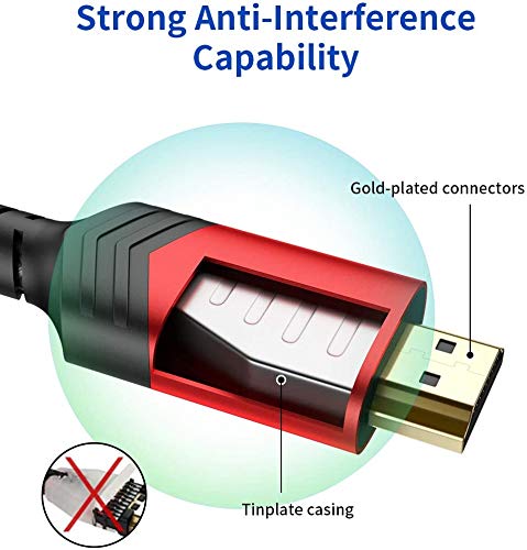 JSAUX HDMI Cables 2.1 2-Pack 6FT, 48Gbps 8K & 4K Ultra High Speed Braided HDMI Cable, 4K@120Hz 144Hz, 8K@60Hz, HDCP 2.2 & 2.3, HDR 10, eARC Compatible with Laptop Monitor UHD TV PS5 PS4 Dolby -Red