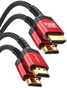 jsaux 8k hdmi cables 2.1 10ft 2-pack 48gbps 8k & 4k ultra high speed cords(8k@60hz 7680×4320, 4k@120hz) earc hdr10 hdcp 2.2 & 2.3 3d, compatible for ps5/ps4/x-box/roku tv/hdtv/blu-ray/lg/samsung qled