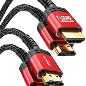 JSAUX 8K HDMI Cables 2.1 10FT 2-Pack 48Gbps 8K & 4K Ultra High Speed Cords(8K@60Hz 7680x4320, 4K@120Hz) eARC HDR10 HDCP 2.2 & 2.3 3D, Compatible for PS5/PS4/X-Box/Roku TV/HDTV/Blu-ray/LG/Samsung QLED