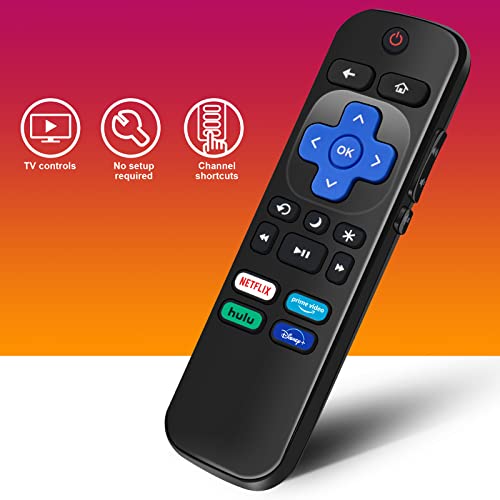 2 PCS Replaced Remote Control for Roku TV,Compatible for TCL Roku/Hisense Roku/Sharp Roku/Onn Roku/Insignia Roku ect,with Netflix Disney+/Hulu/Prime Video Buttons【Not for Roku Stick and Box】