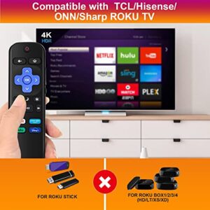 2 PCS Replaced Remote Control for Roku TV,Compatible for TCL Roku/Hisense Roku/Sharp Roku/Onn Roku/Insignia Roku ect,with Netflix Disney+/Hulu/Prime Video Buttons【Not for Roku Stick and Box】