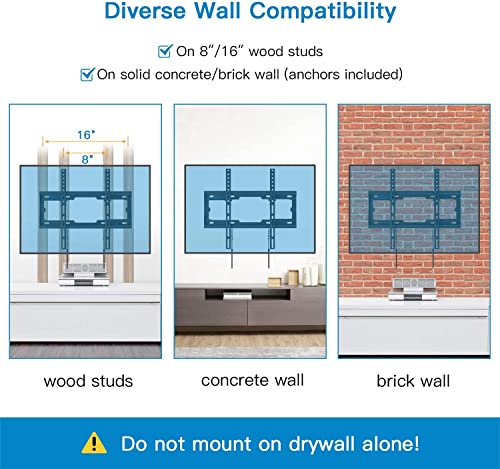 Pipishell UL Listed Tilt TV Wall Mount Bracket Low Profile for Most 23-55 Inch LED LCD OLED 4K Flat Curved TVs up to 99lbs Max VESA 400x400mm, 8° Tilting for Anti-Glaring, Fits 8-16 inch Wood Stud