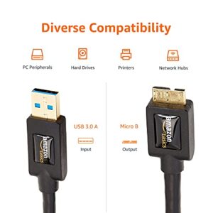 Amazon Basics USB 3.0 Cable - A-Male to Micro-B - 3 Feet (0.9 Meters), Black, Printer
