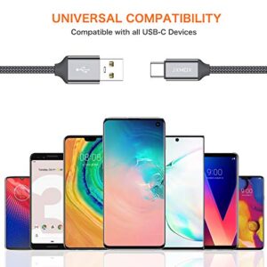 USB Type C Cable,USB A to USB C 3A Fast Charging (3.3ft 2-Pack) Braided Charge Cord Compatible with Samsung Galaxy S10 S9 S8 Plus,Note 9 8,A11 A20 A51,LG G6 G7 V30 V35,Moto Z2 Z3,USB C Charger (Grey)