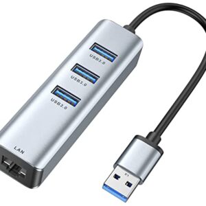 USB 3.0 to Ethernet Adapter,ABLEWE 3-Port USB 3.0 Hub with RJ45 10/100/1000 Gigabit Ethernet Adapter Support Windows 10,8.1,Mac OS, Surface Pro,Linux,Chromebook and More