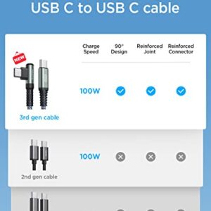 100W USB C to USB C Cable 10ft, Type C to Type C Cable, AINOPE USBC to USBC Fast Charging Cable Right Angle Compatible with MacBook Air/Pro, iPad Pro 12.9/11/Air/Mini, Samsung Galaxy S22/21/20/Note20