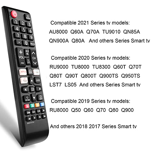 Universal for Samsung Smart TV Remote Control Replacement for All Samsung TV Series Remote with Quick Function Buttons for Netflix, Prime Video and Samsung TV Plus