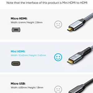 Mini HDMI to HDMI Cable 10FT, Highwings (4K 60Hz) High Speed HDMI to Mini HDMI Male Bi-Directional 2.0 Cord, for HDTV, Tablet, Camera and Camcorder [Aluminum Shell, Nylon Braided]