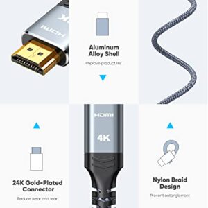 Mini HDMI to HDMI Cable 10FT, Highwings (4K 60Hz) High Speed HDMI to Mini HDMI Male Bi-Directional 2.0 Cord, for HDTV, Tablet, Camera and Camcorder [Aluminum Shell, Nylon Braided]