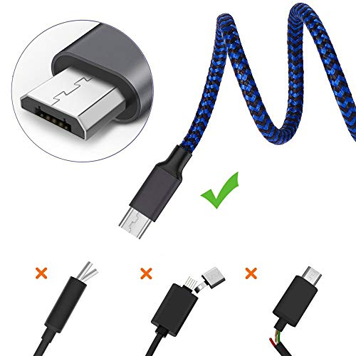 Micro USB Cable, 3Pack 6FT Android Charger Cord Long Nylon Braided Sync and Fast Charging Cables Compatible Samsung Galaxy S6 S7 Edge, Kindle, Android & Windows Smartphones, Xbox, PS4 and More-Blue