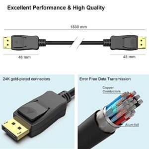 BENFEI DisplayPort to DisplayPort 6 Feet Cable, DP to DP Male to Male Cable Gold-Plated Cord, Supports 4K@60Hz, 2K@144Hz Compatible for Lenovo, Dell, HP, ASUS and More