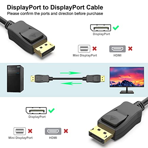 BENFEI DisplayPort to DisplayPort 6 Feet Cable, DP to DP Male to Male Cable Gold-Plated Cord, Supports 4K@60Hz, 2K@144Hz Compatible for Lenovo, Dell, HP, ASUS and More