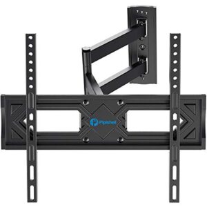 pipishell full motion tv wall mount, heavy duty single articulating arms tv bracket for most 26-60 inch flat curved tvs, up to vesa 400x400mm and 77lbs, support swivel, tilt, level adjustment