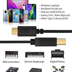 CableCreation USB B to USB C Printer Cable 6.6 FT, USB C to USB B Printer Cable for MacBook Pro, Air, USB C MIDI Cable for Yamaha Casio Digital Piano MIDI Controller DJ Controller, 2M Black