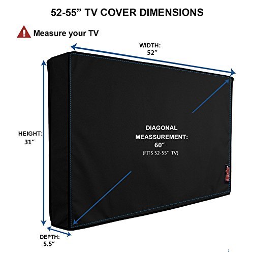 iBirdie Outdoor Waterproof and Weatherproof TV Cover for 55 inch Outside Flat Screen TV - Cover Size 52''W x 31''H x 5.5''D