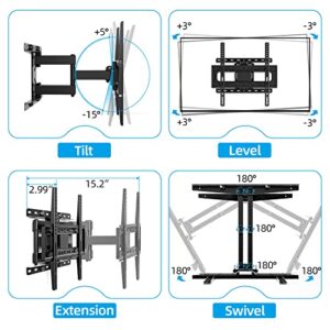 HOMEVISION TV Wall Mount, Full Motion Swivel Tilt TV Mount for Most 26-65inch, Some up to 70inch LED LCD OLED TV with Dual Articulating Arms Wall Mount Bracket Max VESA 400x400mm 132lbs Fits 16" Stud