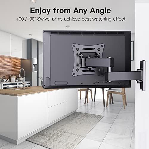 Full Motion TV Wall Mount Brackets Swivel Tilts Articulating Extension for 13-32 Inches LED LCD Flat Curved Screen TVs Monitors, Single Stud for Corner Max VESA 100x100mm by Pipishell